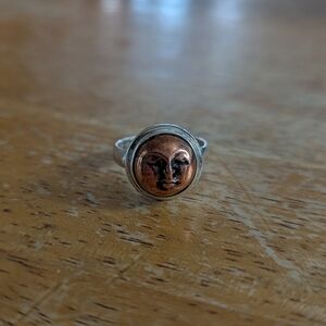 Sterling Silver .925 Moon/Sun Face Ring Size 7